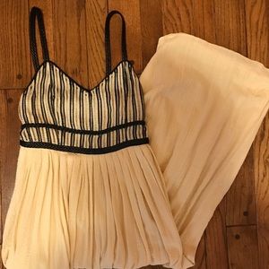 Anthro Moon River Cream and Black Maxi Dress Small